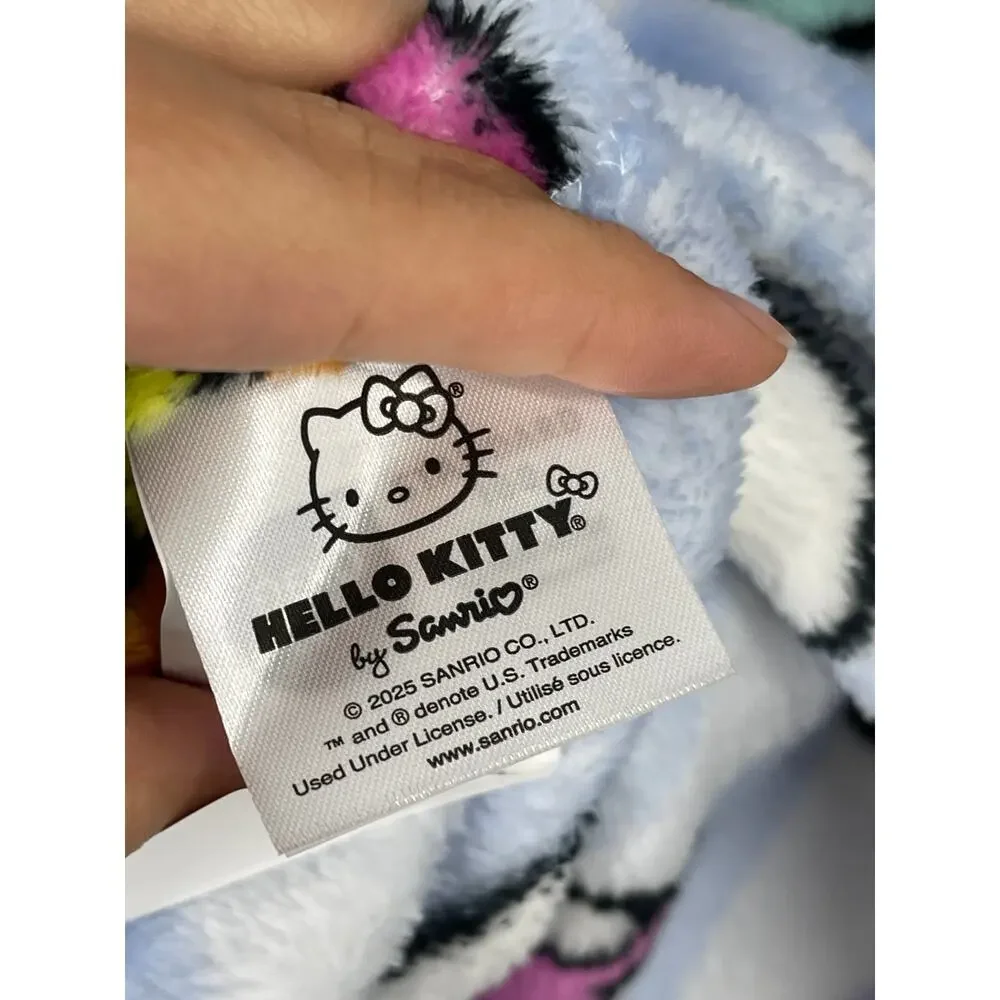 Hello Kitty Plush Throw Blanket 50 x 70 Unicorn Rainbow Blue Stripe Sanrio NEW